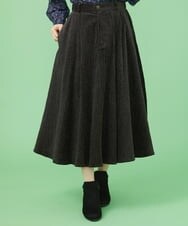 GJHLS34190 Jocomomola(ホコモモラ) シャーリングコーデュロイ フレアスカート ブラウン