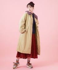 GJJAA02430 Jocomomola(ホコモモラ) 【2WAY】中綿ナイロンロングコート ベージュ