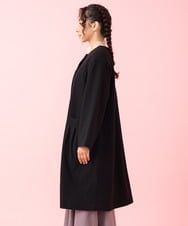 GJJAA30520 Jocomomola(ホコモモラ) メルトン ノーカラーロングコート ブラック