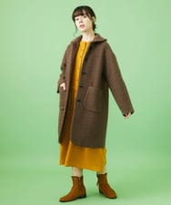 GJJAB04540 Jocomomola(ホコモモラ) Cuerda ラッセル編みロングコート ライトブラウン