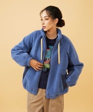 GJJAD71300 Jocomomola(ホコモモラ) Abrigo boa ボアブルゾン ブルー