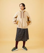 GJJAD71300 Jocomomola(ホコモモラ) Abrigo boa ボアブルゾン ブルー