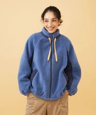 GJJAD71300 Jocomomola(ホコモモラ) Abrigo boa ボアブルゾン ブルー