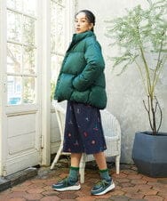 GJJAE38420 Jocomomola(ホコモモラ) 【リバーシブル】Flor Alta ショートダウンジャケット グリーン