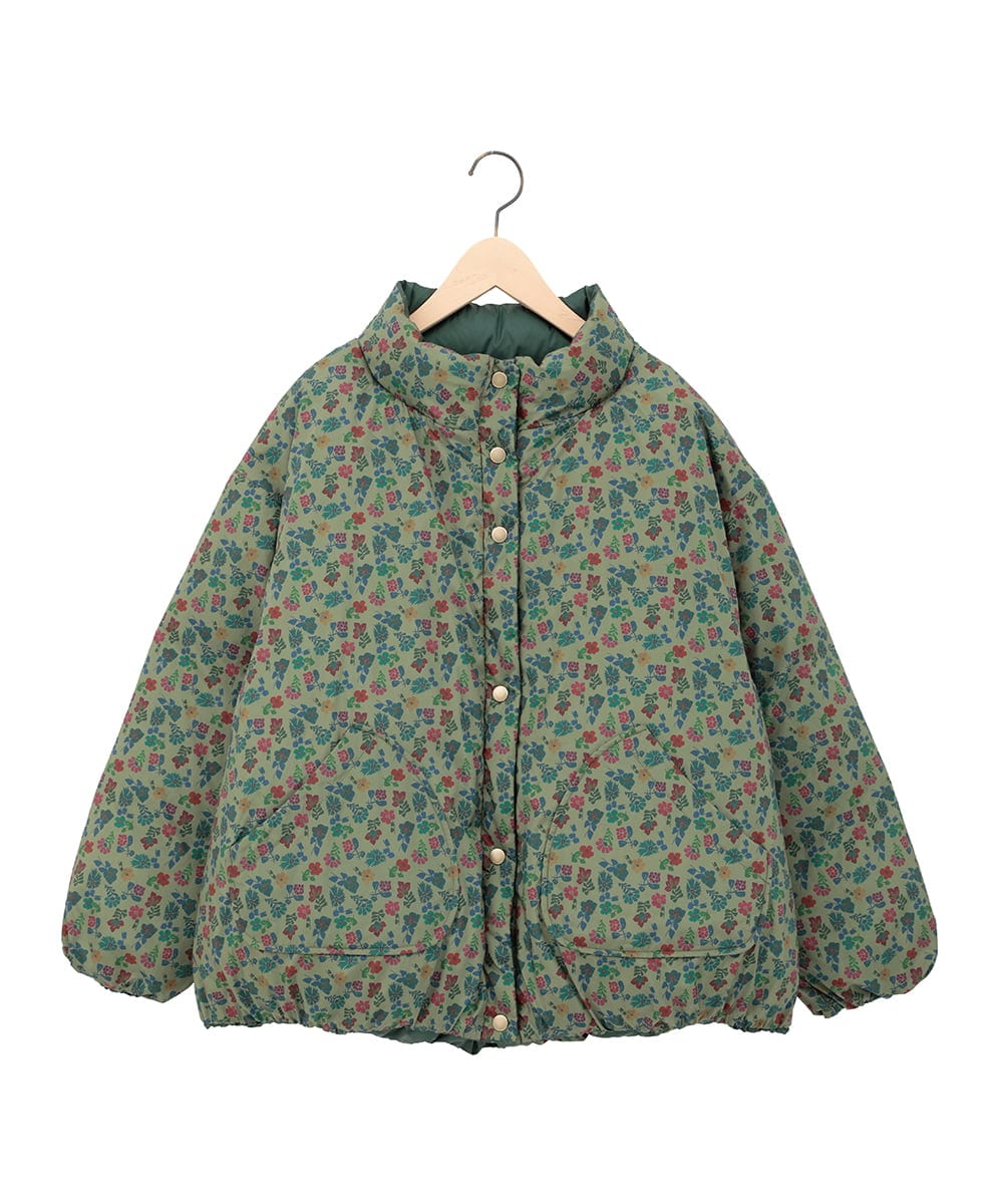GJJAE38420 Jocomomola(ホコモモラ) 【リバーシブル】Flor Alta ショートダウンジャケット グリーン