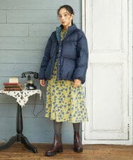 GJJAE38420 Jocomomola(ホコモモラ) 【リバーシブル】Flor Alta ショートダウンジャケット ネイビー