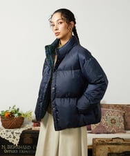 GJJAE38420 Jocomomola(ホコモモラ) 【リバーシブル】Flor Alta ショートダウンジャケット ネイビー