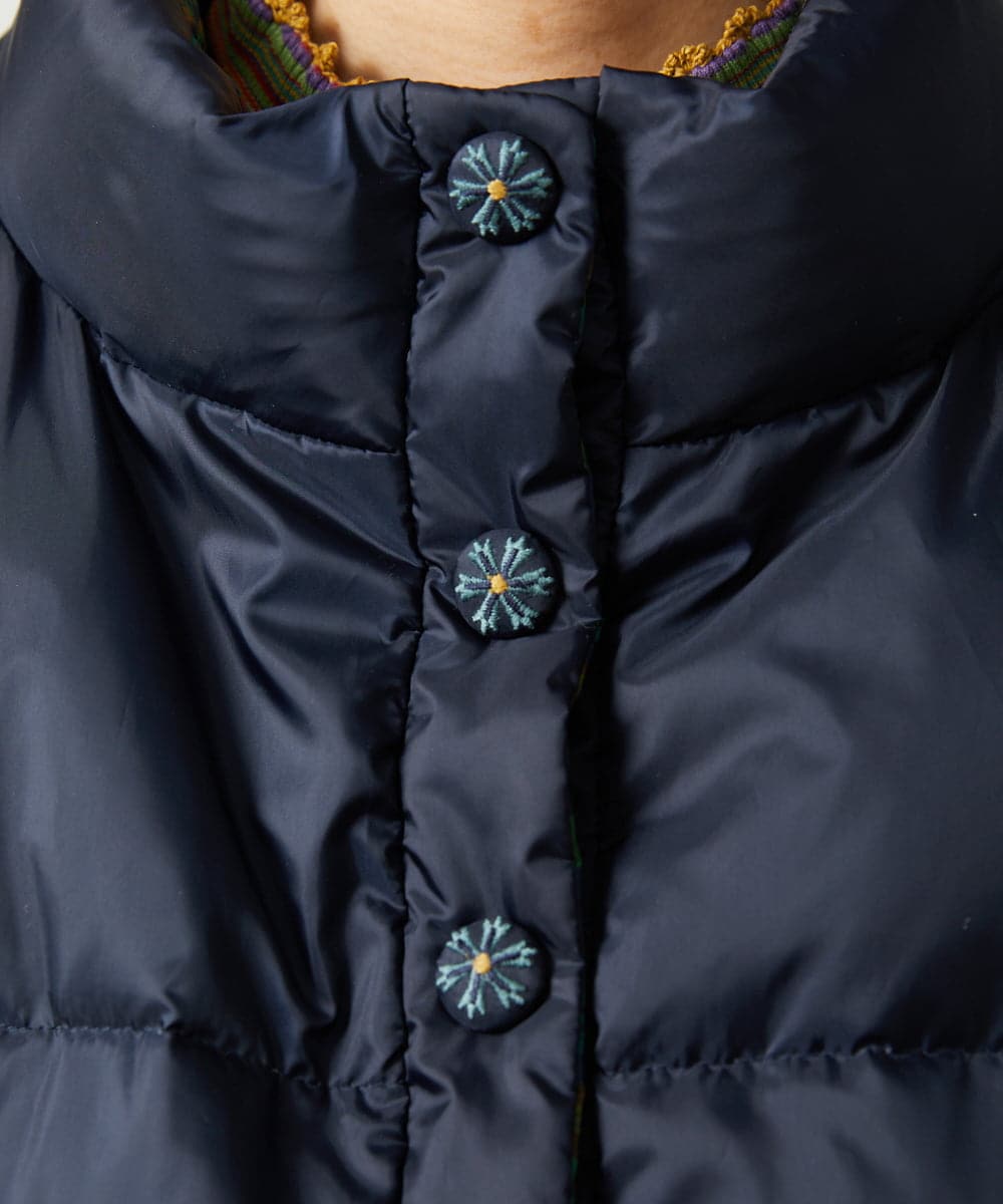 GJJAE38420 Jocomomola(ホコモモラ) 【リバーシブル】Flor Alta ショートダウンジャケット ネイビー
