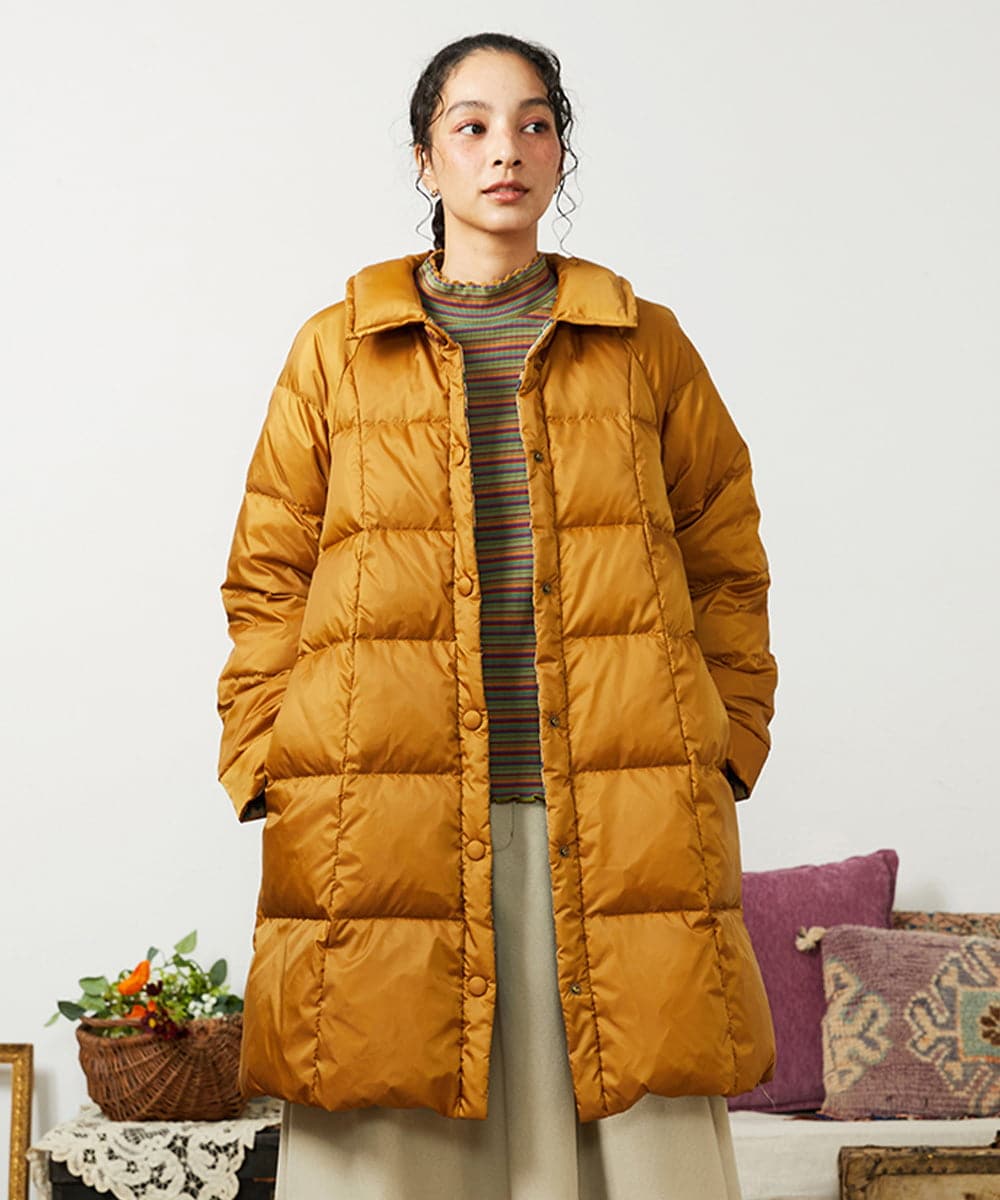 GJJAE39470 Jocomomola(ホコモモラ) 【リバーシブル】Flor Alta ロングダウンコート マスタード