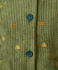GJJAG02360 Jocomomola(ホコモモラ) Manchas モチーフ刺繍 コーデュロイジャケット グリーン