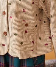 GJJAG02360 Jocomomola(ホコモモラ) Manchas モチーフ刺繍 コーデュロイジャケット ベージュ