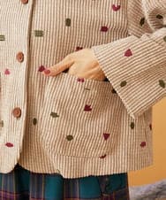 GJJAG02360 Jocomomola(ホコモモラ) Manchas モチーフ刺繍 コーデュロイジャケット ベージュ