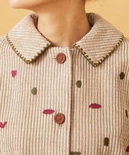 GJJAG02360 Jocomomola(ホコモモラ) Manchas モチーフ刺繍 コーデュロイジャケット ベージュ