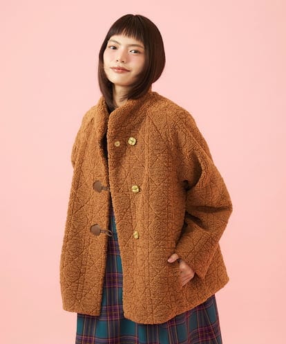 GJJAG34330 Jocomomola 【ダブルポイント】スタンドカラーボアコート
