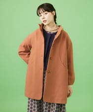 GJJAV31430 Jocomomola(ホコモモラ) メルトン ミドルコート ピンク