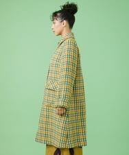 GJJAW02500 Jocomomola(ホコモモラ) ロービングチェック ロングコート アイボリー