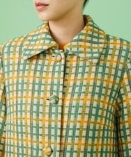 GJJAW02500 Jocomomola(ホコモモラ) ロービングチェック ロングコート アイボリー
