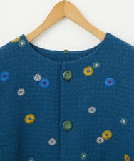 GJJCA02480 Jocomomola(ホコモモラ) 【3WAY】Juntos フラワー刺繍ベスト付きロングコート  ブルー