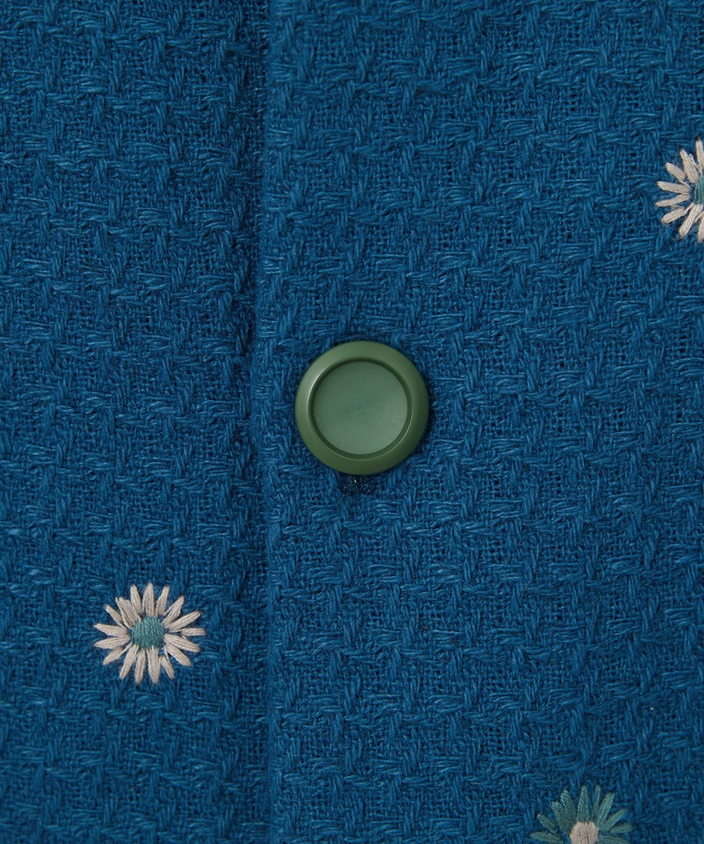 GJJCA02480 Jocomomola(ホコモモラ) 【3WAY】Juntos フラワー刺繍ベスト付きロングコート  ブルー