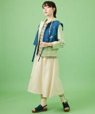 GJJCA02480 Jocomomola(ホコモモラ) 【3WAY】Juntos フラワー刺繍ベスト付きロングコート  ブルー