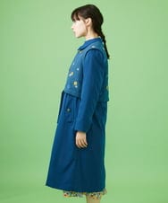 GJJCA02480 Jocomomola(ホコモモラ) 【3WAY】Juntos フラワー刺繍ベスト付きロングコート  ブルー