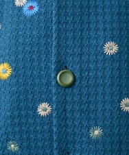GJJCA02480 Jocomomola(ホコモモラ) 【3WAY】Juntos フラワー刺繍ベスト付きロングコート  ブルー