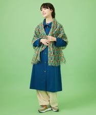 GJJCA02480 Jocomomola(ホコモモラ) 【3WAY】Juntos フラワー刺繍ベスト付きロングコート  ブルー