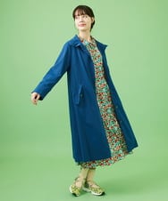 GJJCA02480 Jocomomola(ホコモモラ) 【3WAY】Juntos フラワー刺繍ベスト付きロングコート  ブルー
