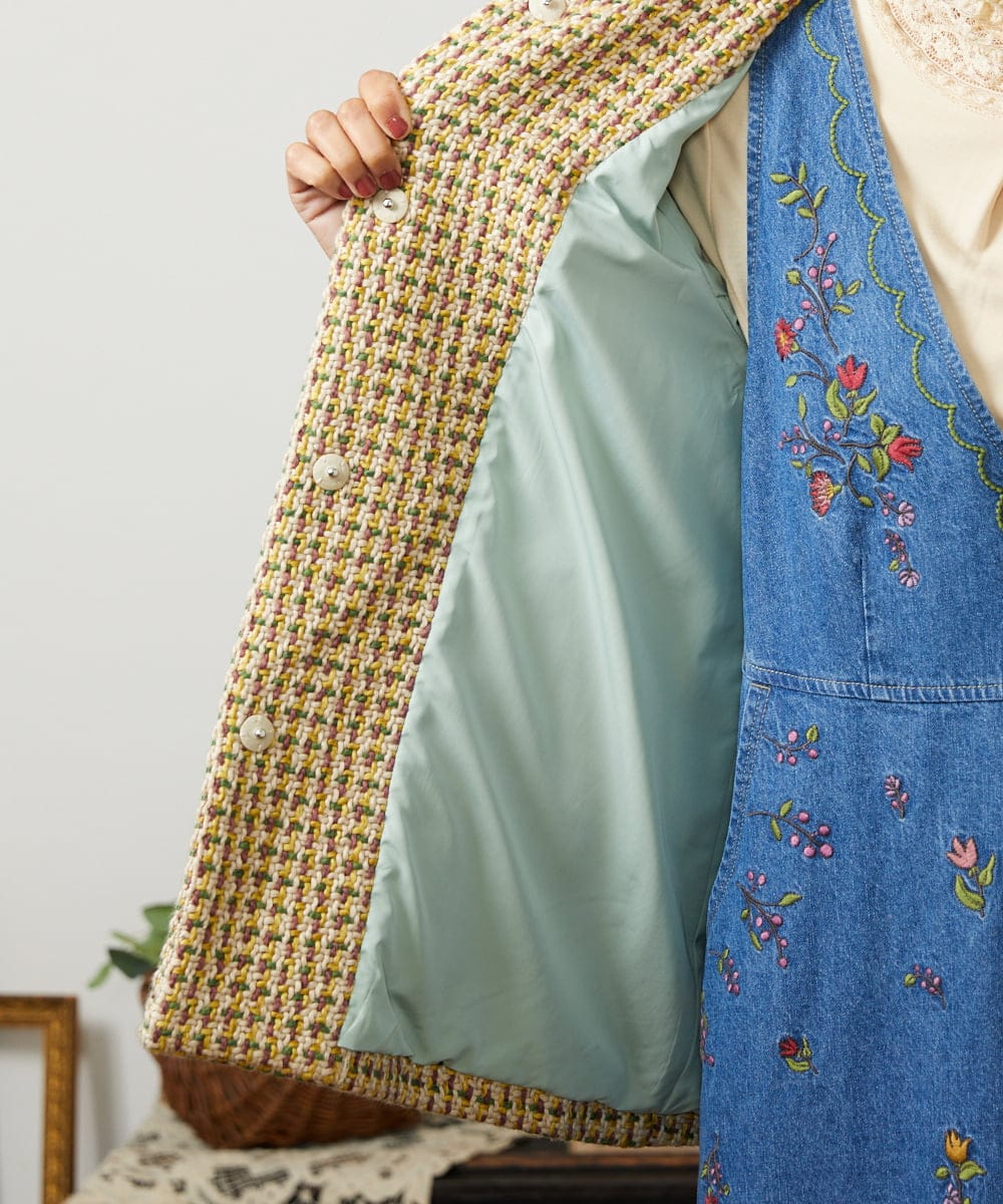 GJJCD02420 Jocomomola(ホコモモラ) La escena inicial ジャカードハーフ丈コート ベージュ