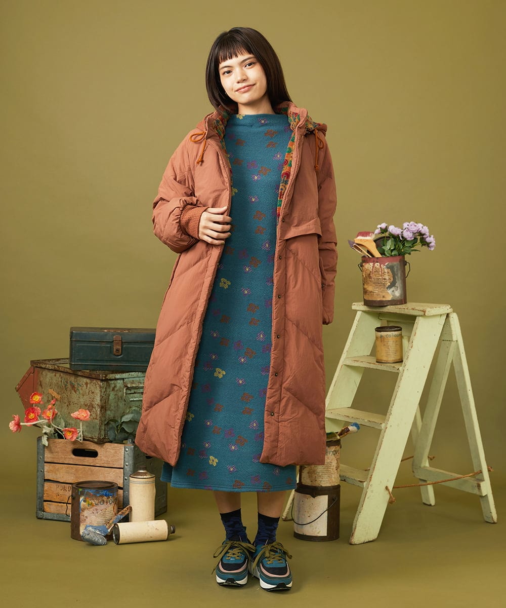 ダブルポイント】リバーシブル フード付きロング丈ダウンコート(ダウン