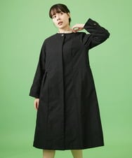 GJJDA31380 Jocomomola(ホコモモラ) 裏地プリントノーカラーロングコート パープル