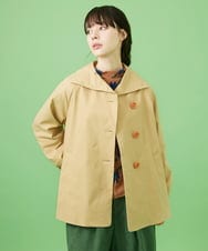 GJJDA32330 Jocomomola(ホコモモラ) 裏地プリント変形カラーミドルコート ベージュ