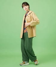 GJJDA32330 Jocomomola(ホコモモラ) 裏地プリント変形カラーミドルコート ベージュ