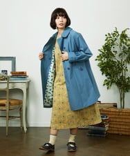 GJJDD30380 Jocomomola(ホコモモラ) 裏地プリントロングコート ブルー