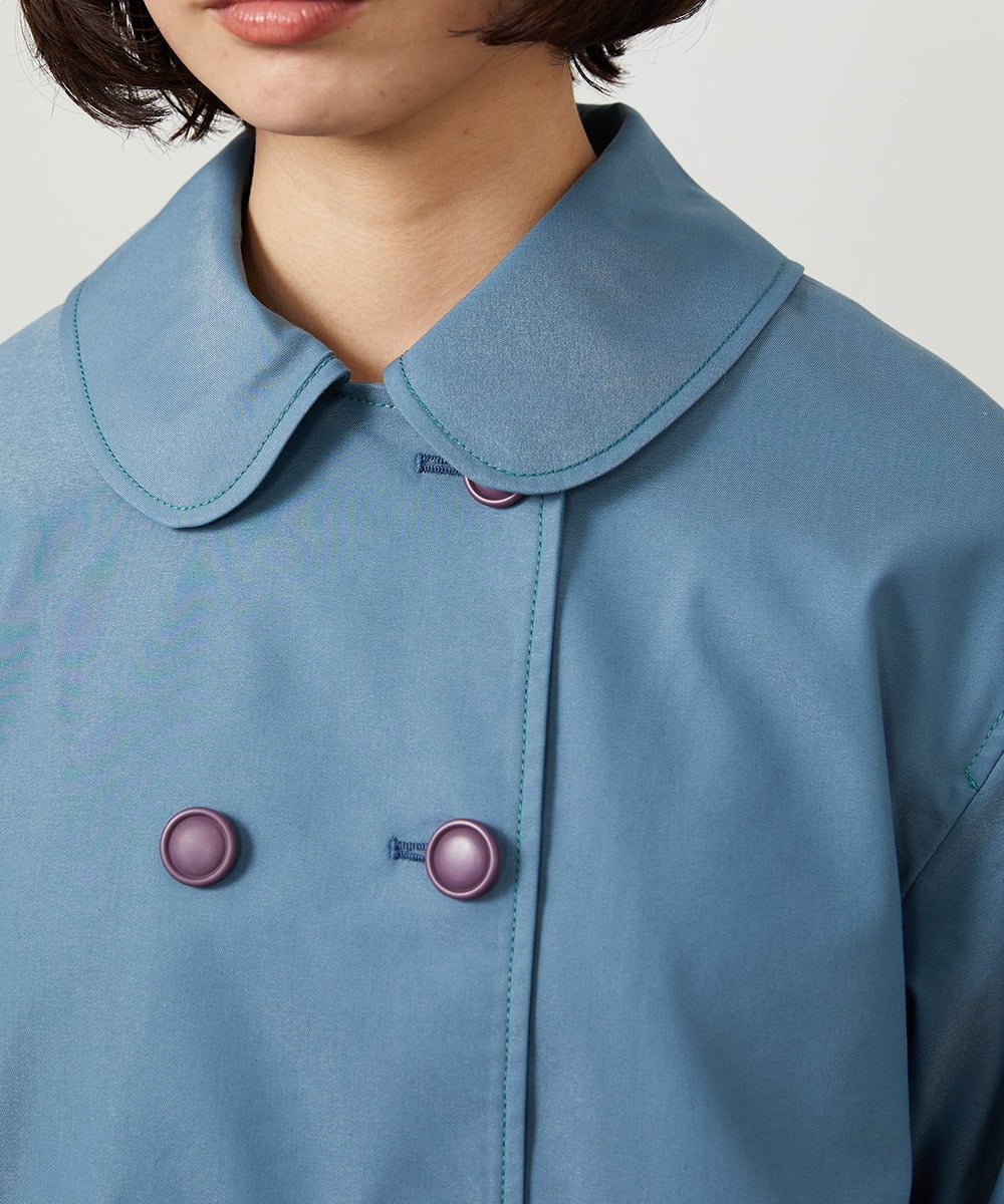 GJJDD30380 Jocomomola(ホコモモラ) 裏地プリントロングコート ブルー