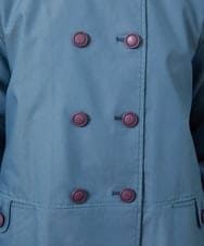 GJJDD30380 Jocomomola(ホコモモラ) 裏地プリントロングコート ブルー