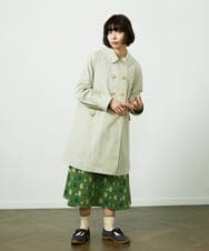 GJJDD30380 Jocomomola(ホコモモラ) 裏地プリントロングコート ベージュ