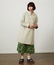 GJJDD30380 Jocomomola(ホコモモラ) 裏地プリントロングコート ベージュ