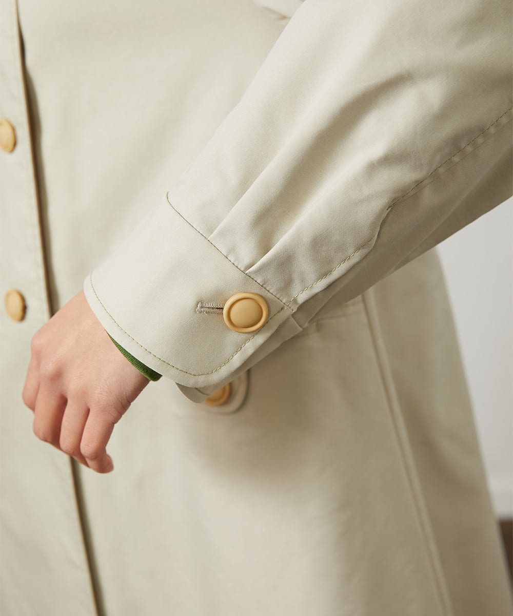 GJJDD30380 Jocomomola(ホコモモラ) 裏地プリントロングコート ベージュ