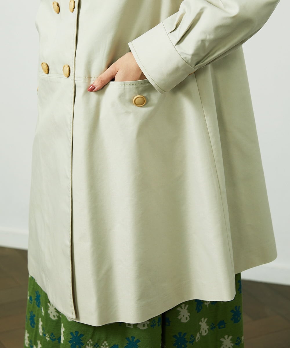 GJJDD30380 Jocomomola(ホコモモラ) 裏地プリントロングコート ベージュ