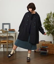 GJJDD30380 Jocomomola(ホコモモラ) 裏地プリントロングコート ブラック