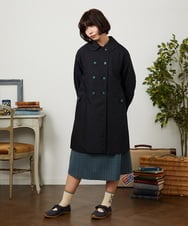 GJJDD30380 Jocomomola(ホコモモラ) 裏地プリントロングコート ブラック