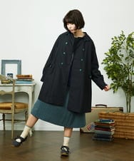 GJJDD30380 Jocomomola(ホコモモラ) 裏地プリントロングコート ブラック