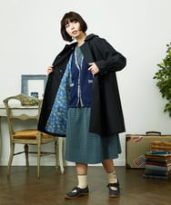 GJJDD30380 Jocomomola(ホコモモラ) 裏地プリントロングコート ブラック