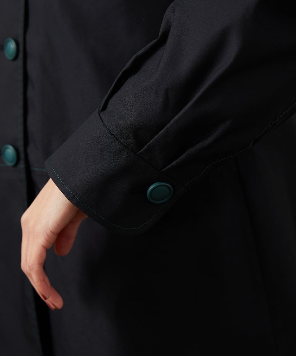 GJJDD30380 Jocomomola(ホコモモラ) 裏地プリントロングコート ブラック