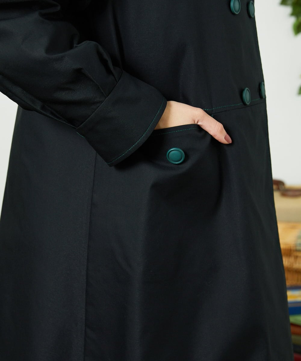 GJJDD30380 Jocomomola(ホコモモラ) 裏地プリントロングコート ブラック