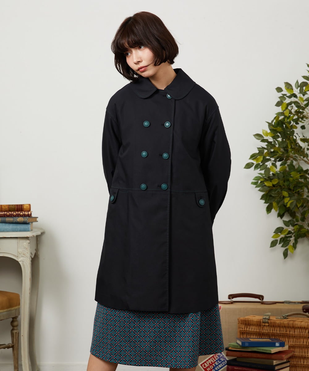 GJJDD30380 Jocomomola(ホコモモラ) 裏地プリントロングコート ブラック