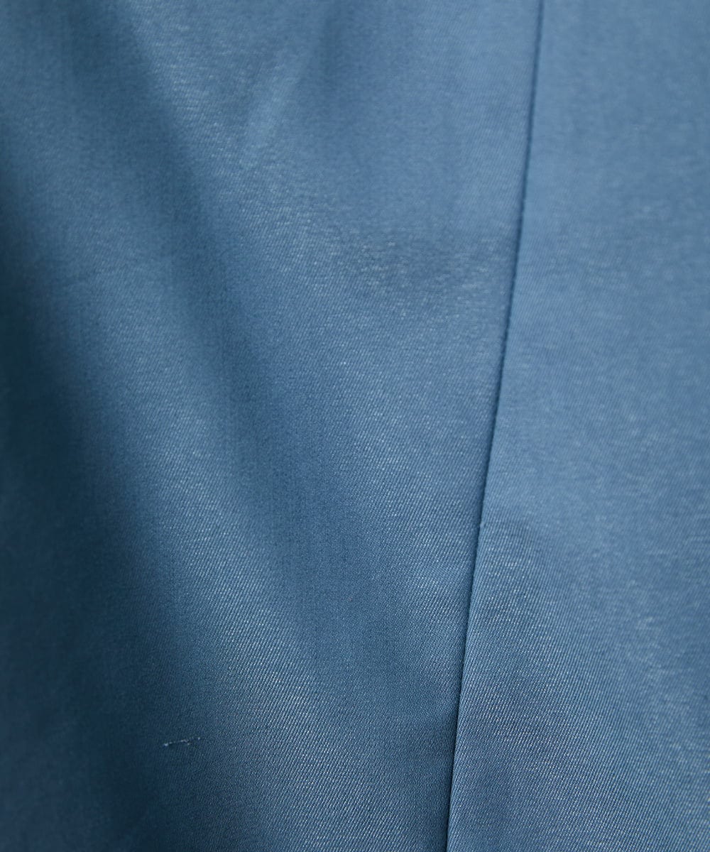 GJJDD31330 Jocomomola(ホコモモラ) 裏地プリント  ノーカラーミドル丈コート ブルー