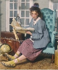 GJJDD31330 Jocomomola(ホコモモラ) 裏地プリント  ノーカラーミドル丈コート ブルー