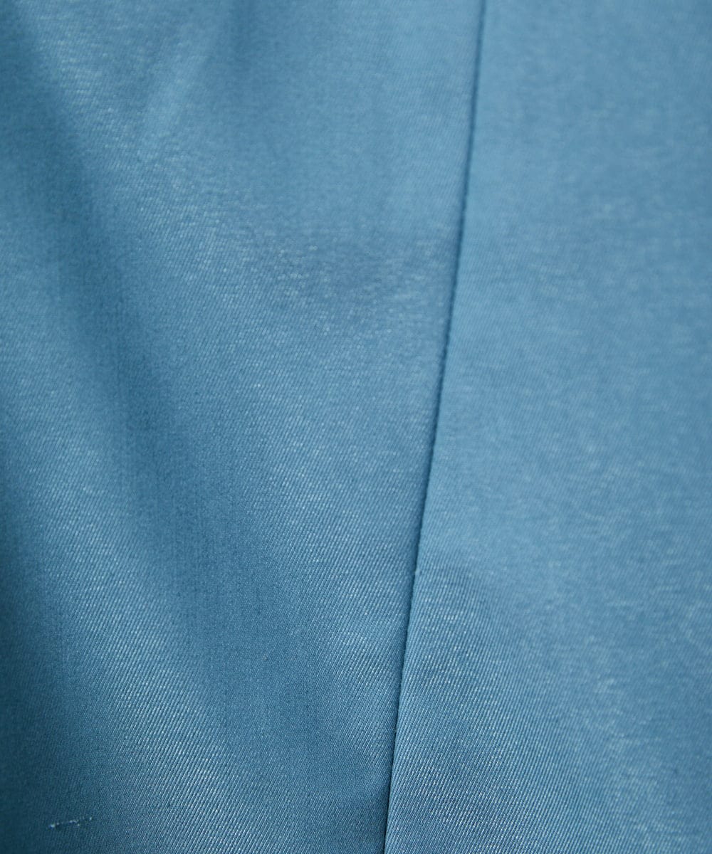 GJJDD31330 Jocomomola(ホコモモラ) 裏地プリント  ノーカラーミドル丈コート ブルー